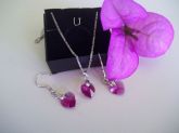 Conjunto Cristal Swarovski Fucsia